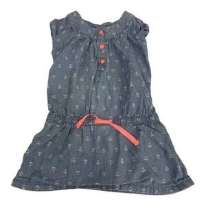 Carters Toddler Girls Blue Anchor Print Sleeveless Dress - Size 4T